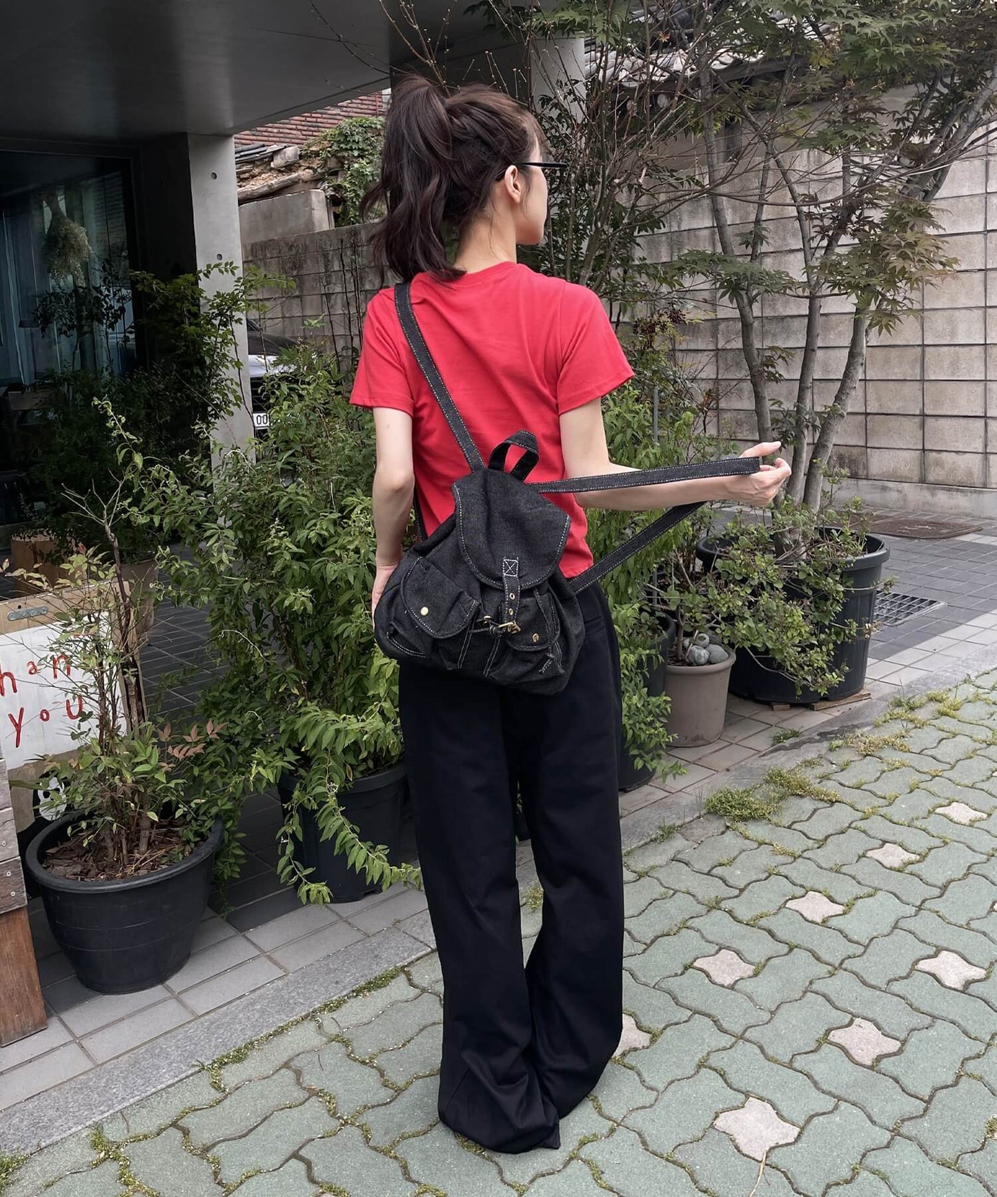 フロントフリルポイントコットンローライズワイドシルエットパンツ