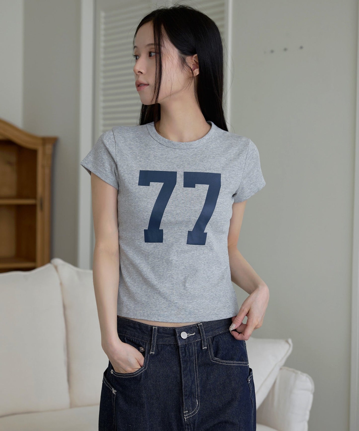 パステルナンバリングプリント半袖Tシャツ