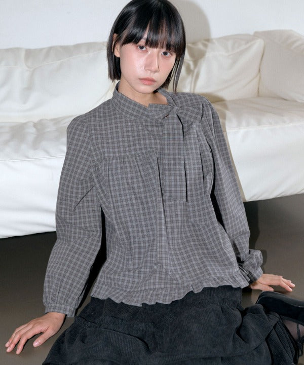 【2025FW新作アイテム】オータムチェックパターンリボンタイラブリーブラウス