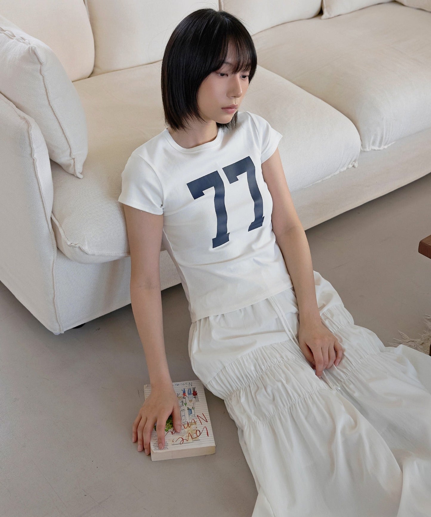 パステルナンバリングプリント半袖Tシャツ