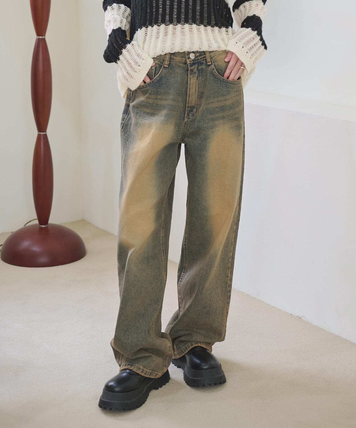 【UNISEX】オールドウォッシングビンテージワイドデニム
