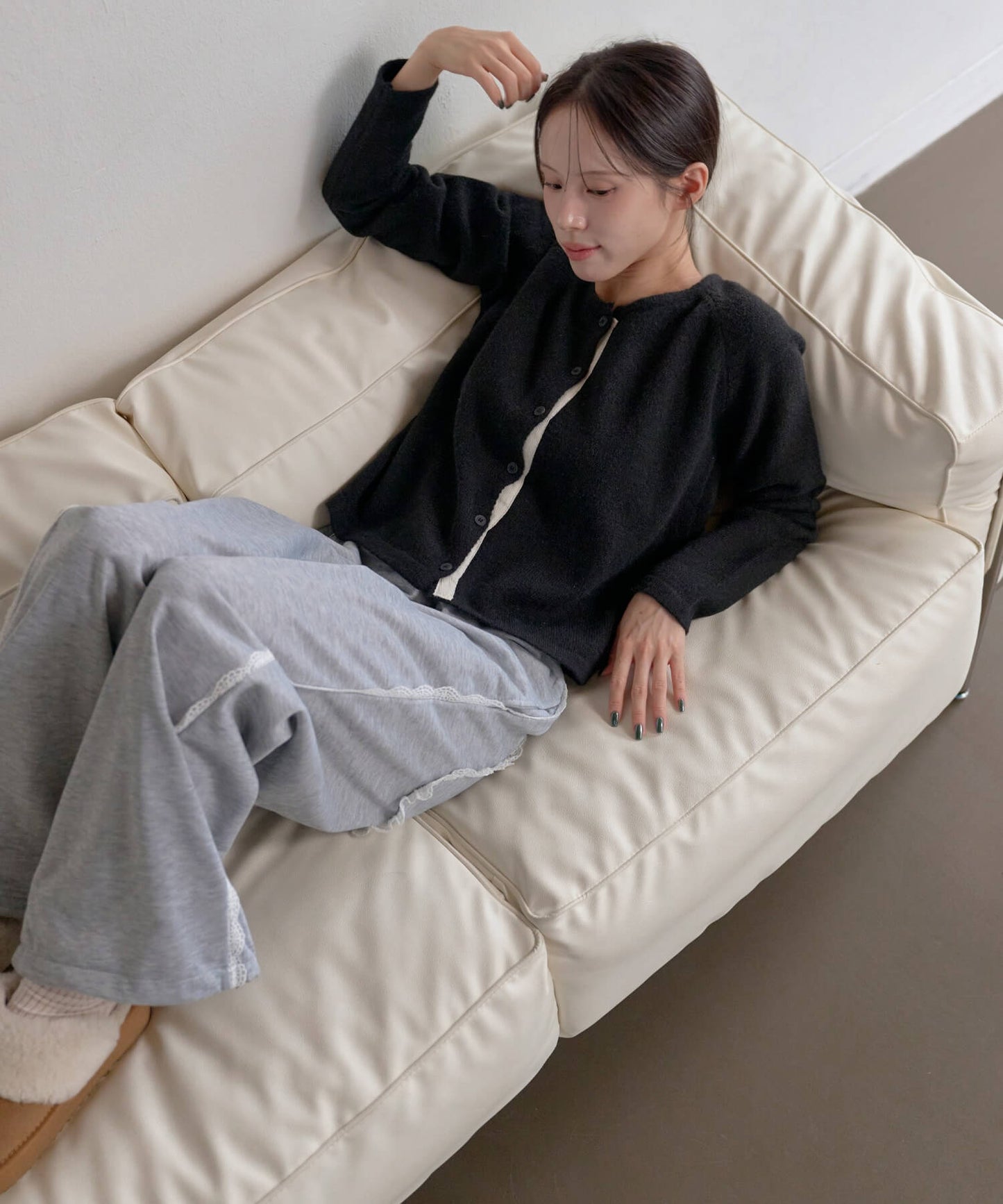 【ストリングによってシルエット変更可能】エッジレースバックポケットスウェットパンツ