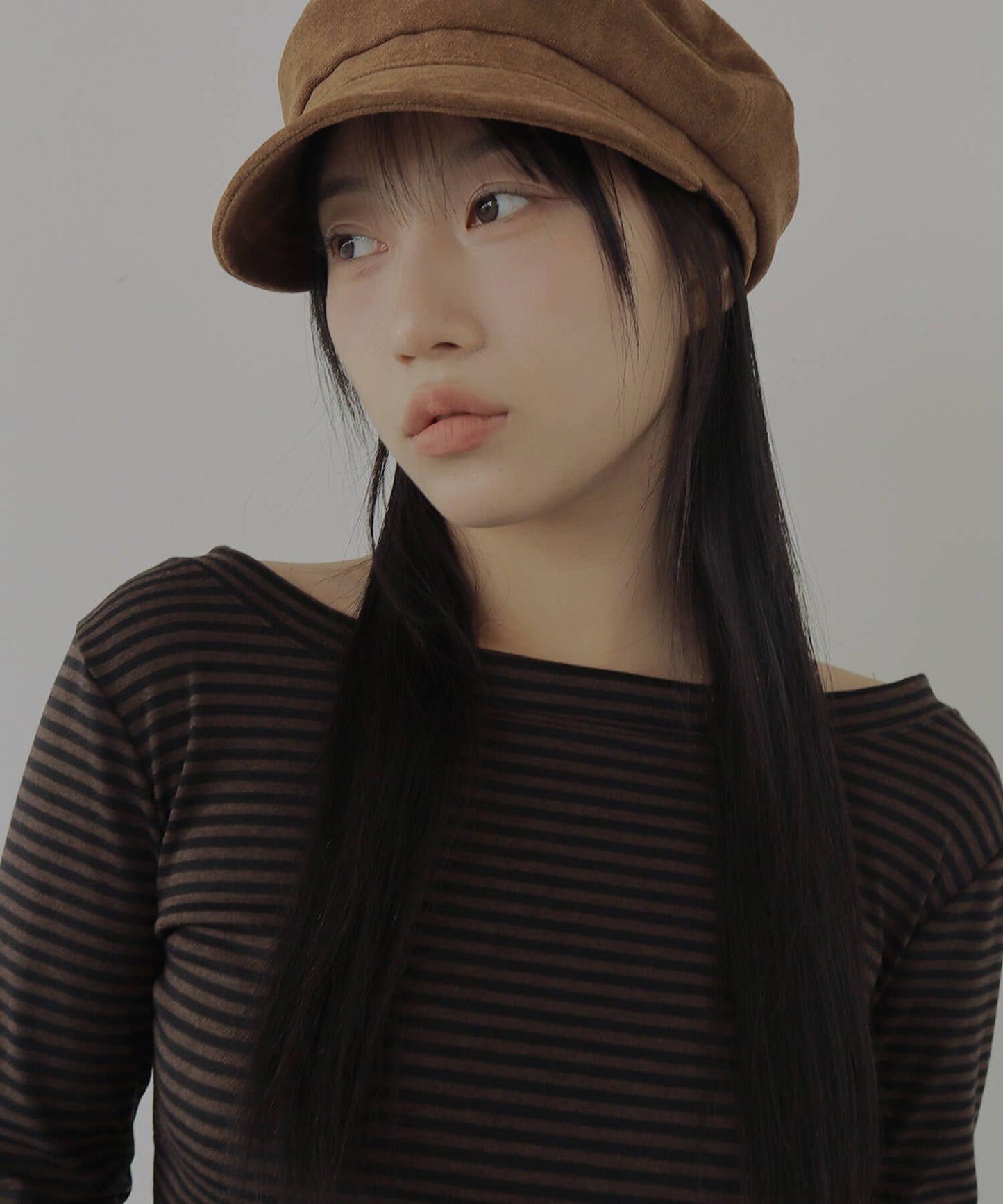 ストライプワンショルダー長袖Tシャツカットソー