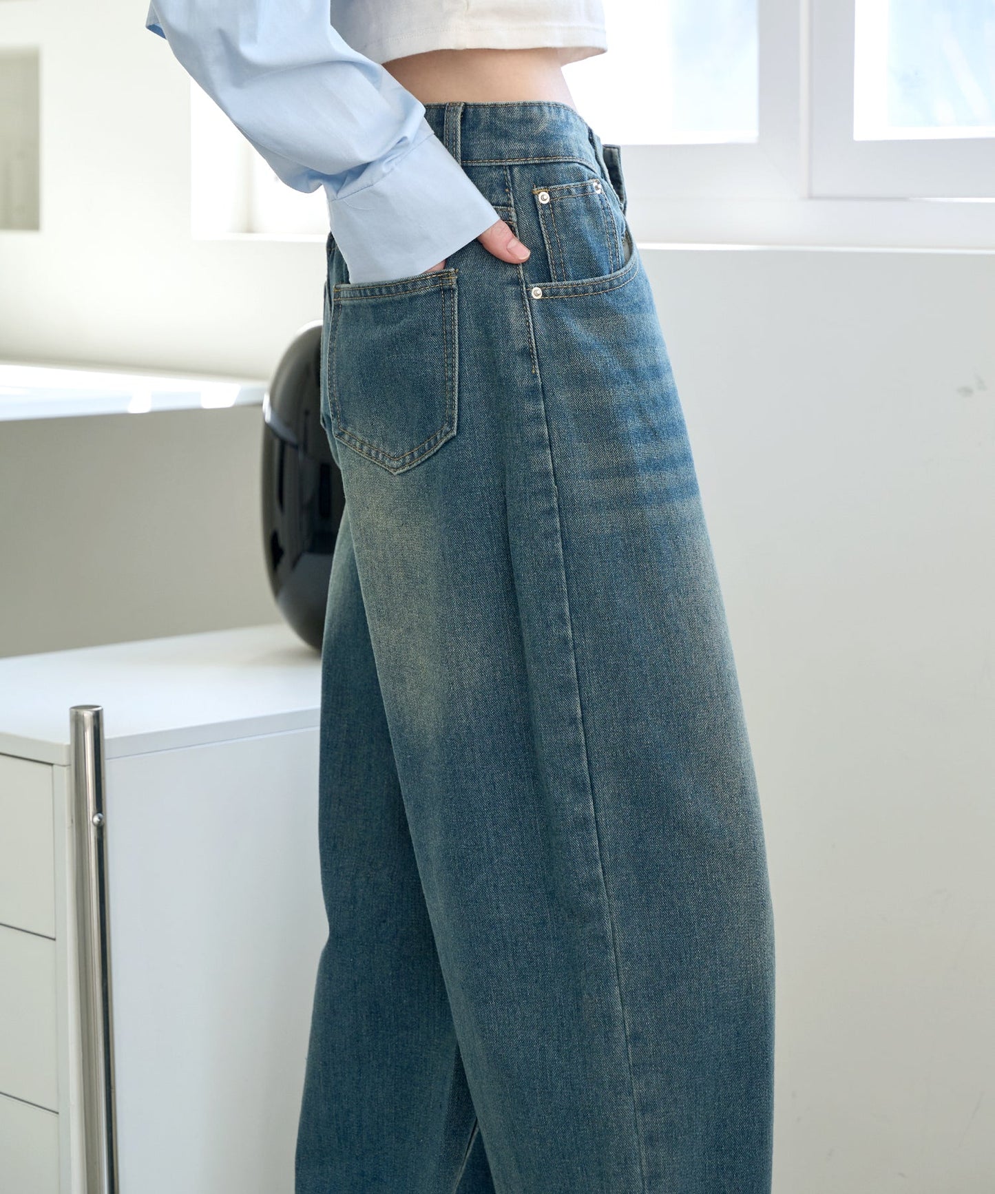 【UNISEX】ウォッシングワイドデニムパンツ