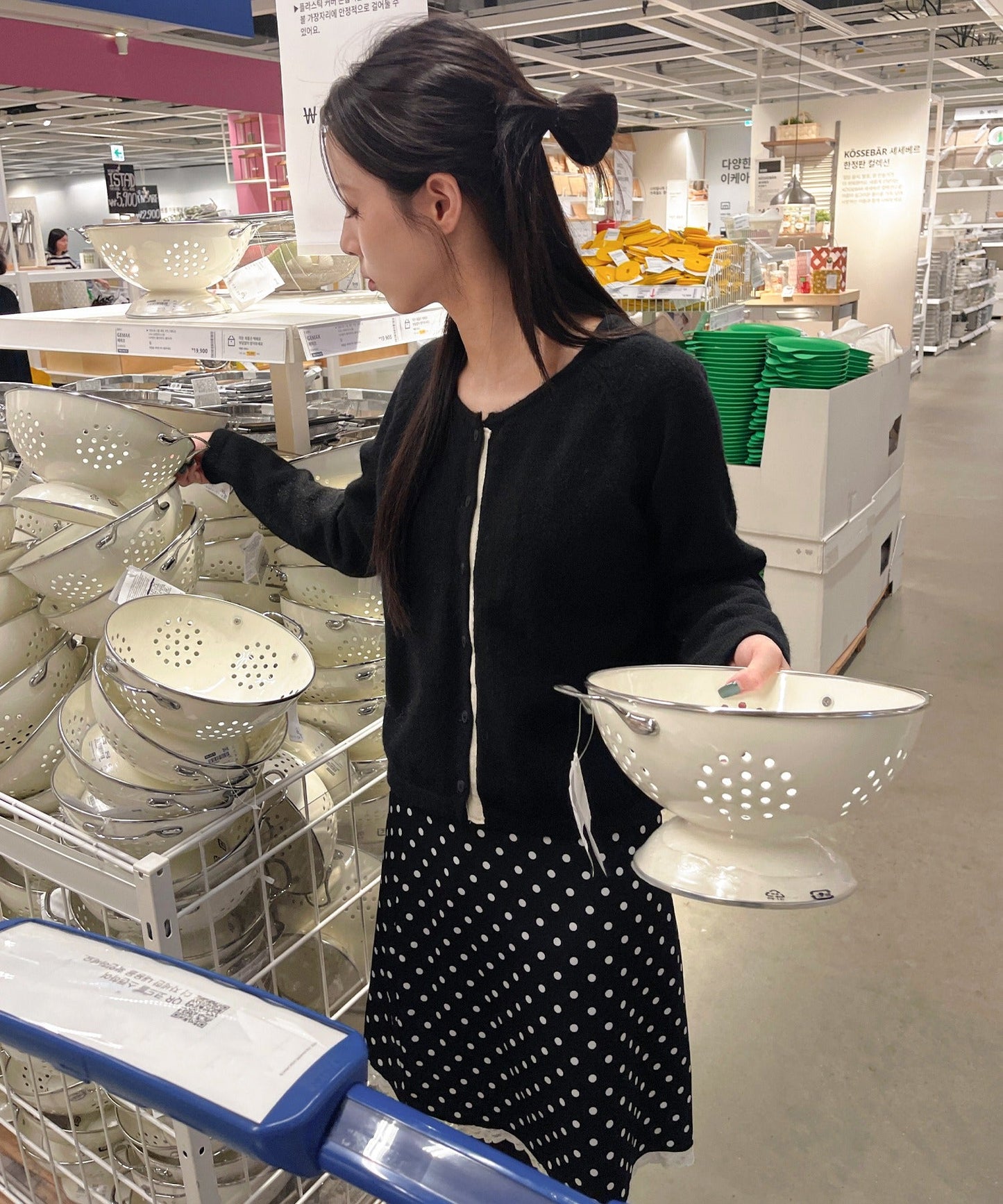 バイカラーラインラウンドネックニットカーディガン