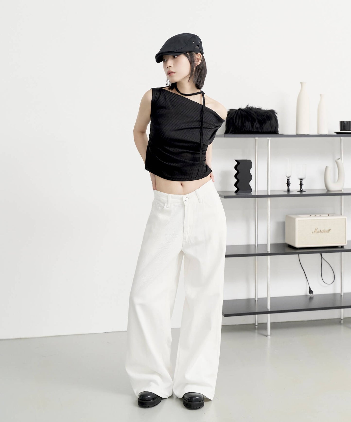 【７色展開】ハイネックショルダーパフパステルカラーニット