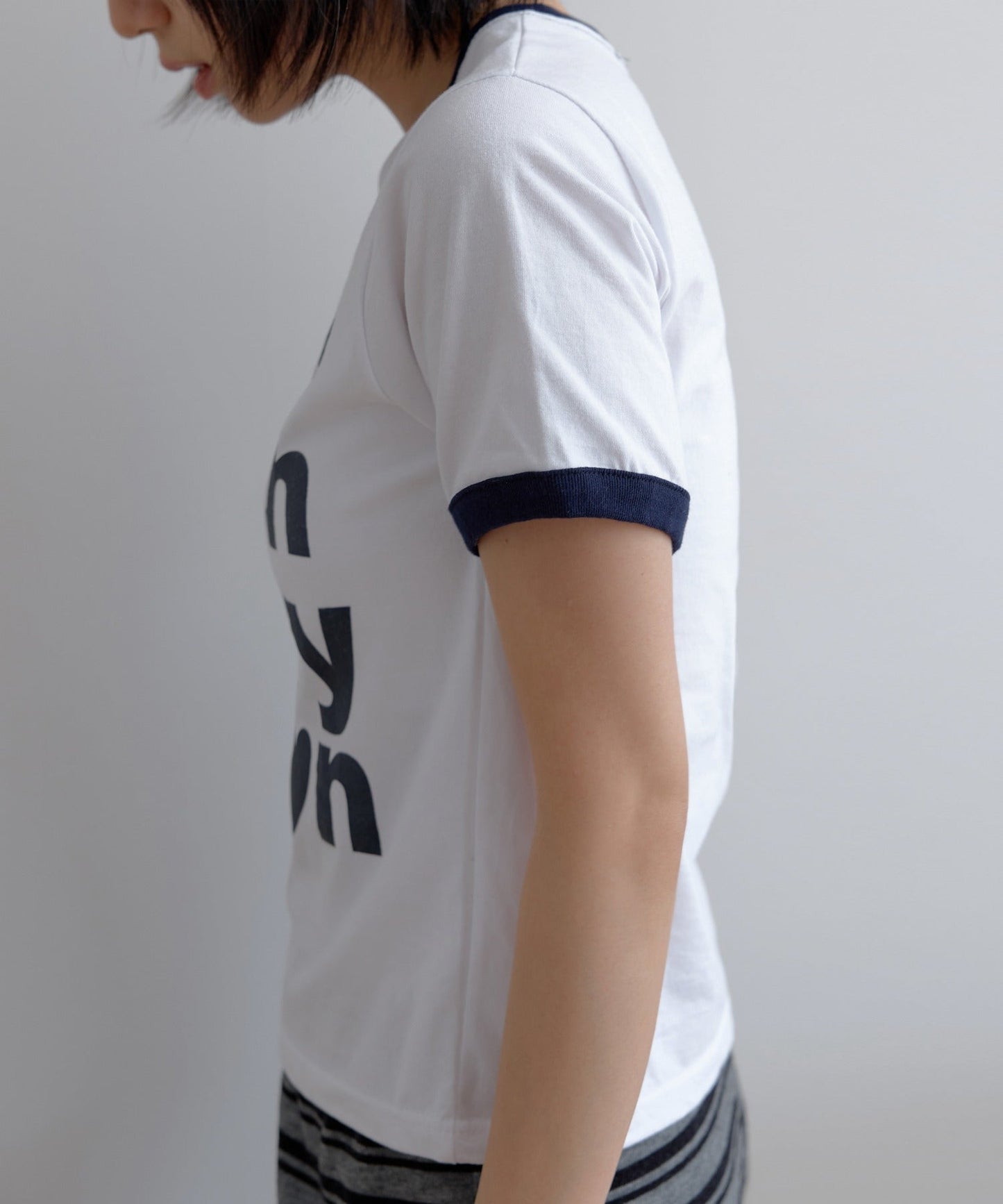 カジュアルフルーツレタリングリンガー半袖Tシャツ