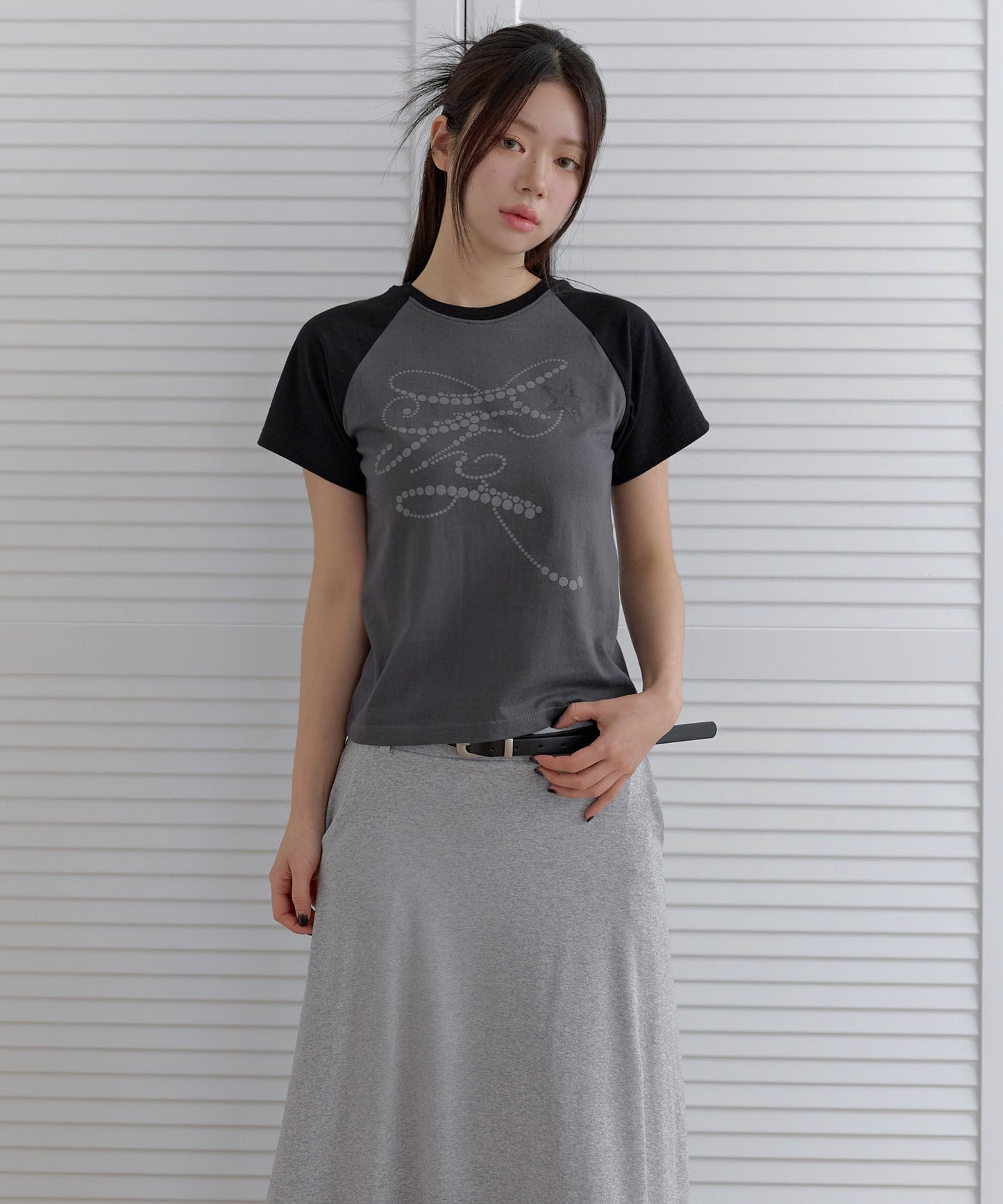 フェアリーナグランカジュアルレタリングバイカラー半袖Tシャツカットソー