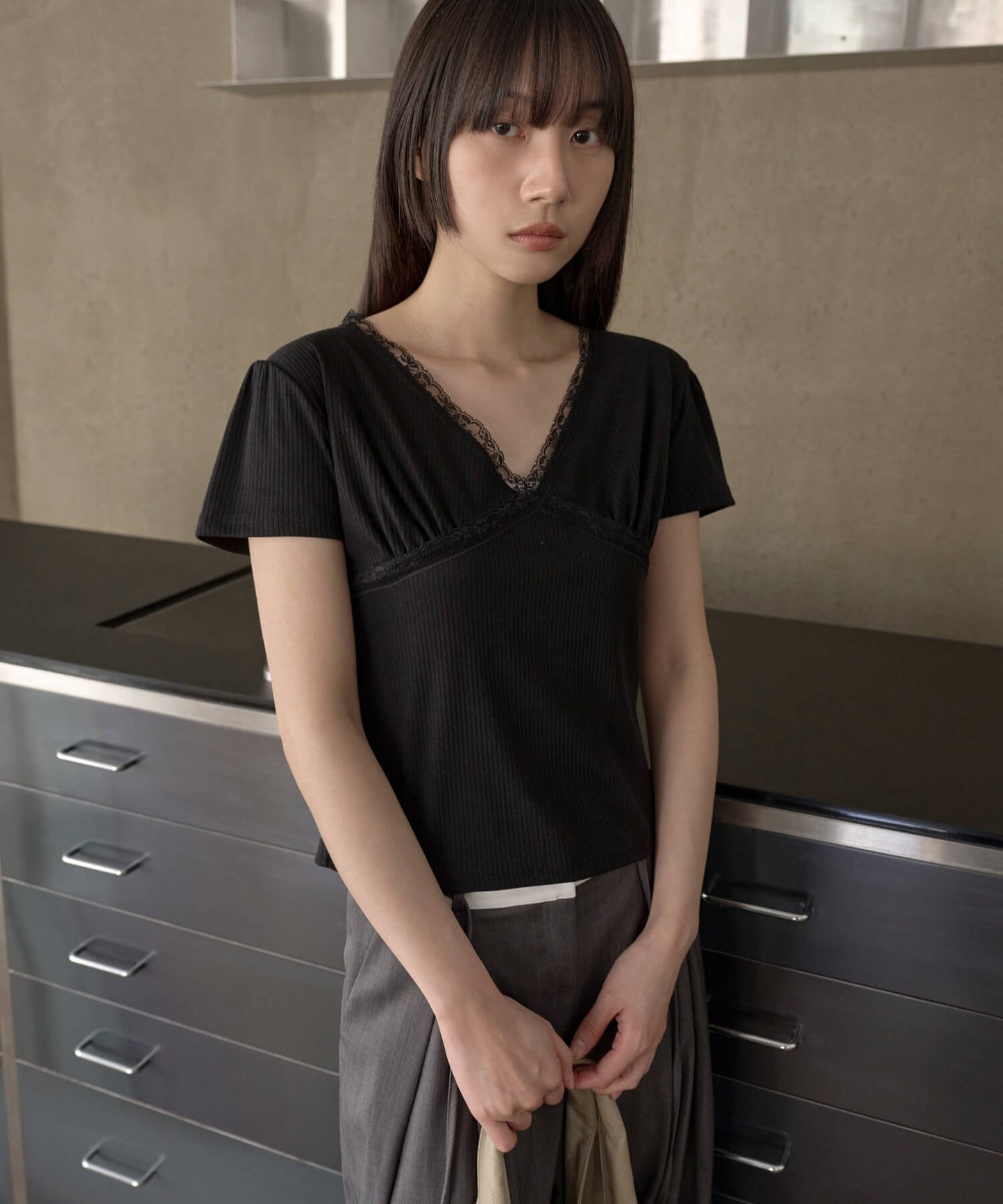 【UNE ORIGINAL】バレエコアラブリーレース半袖Ｔシャツカットソー