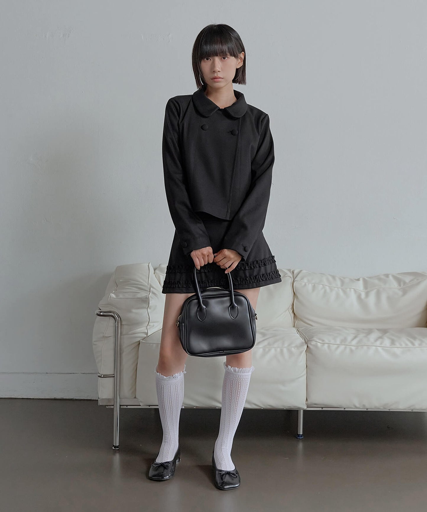 【UNE ORIGINAL】【伸縮性のあるインナーパンツ付き】ダブルフリルミニスカート