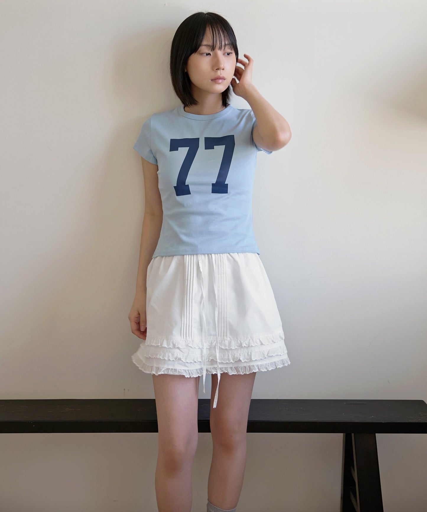 パステルナンバリングプリント半袖Tシャツ
