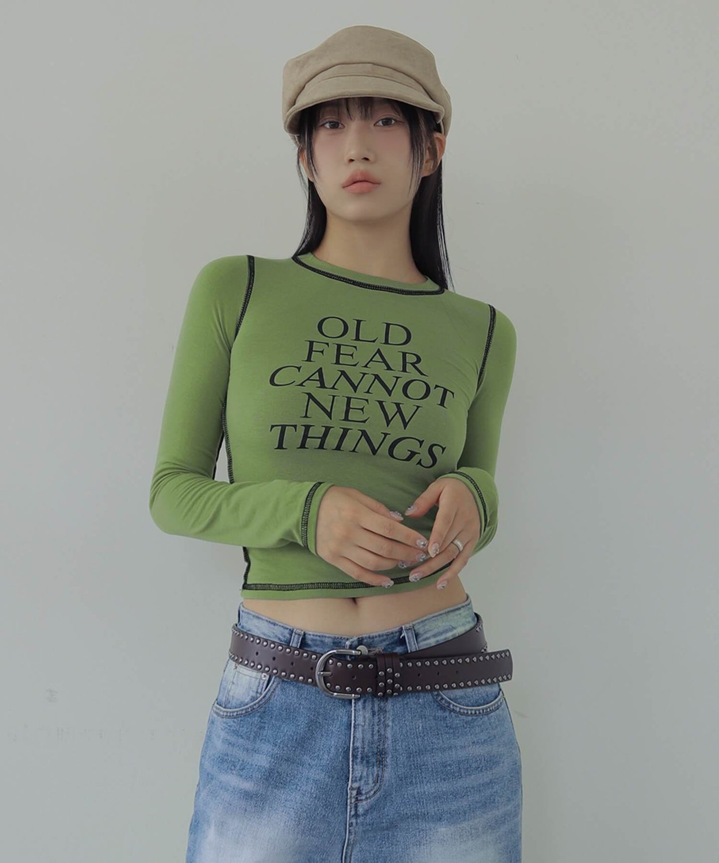 バイカラーオールドステッチ長袖Tシャツカットソー
