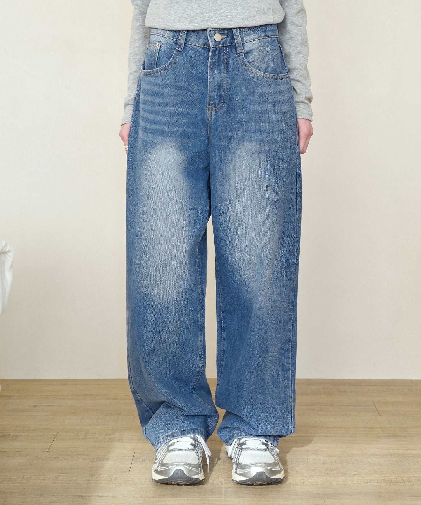 【UNISEX】ウォッシングワイドデニムパンツ