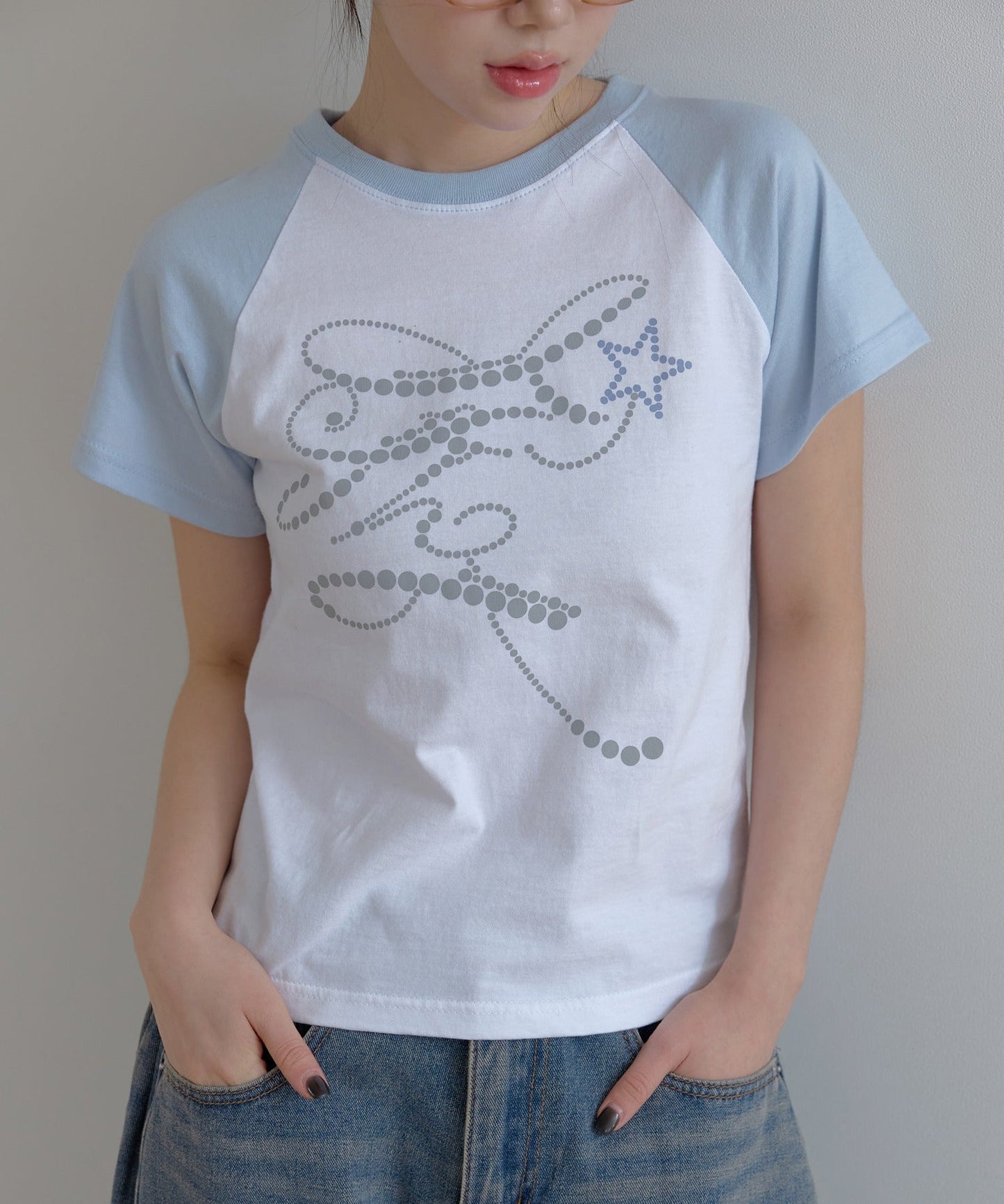 フェアリーナグランカジュアルレタリングバイカラー半袖Tシャツカットソー