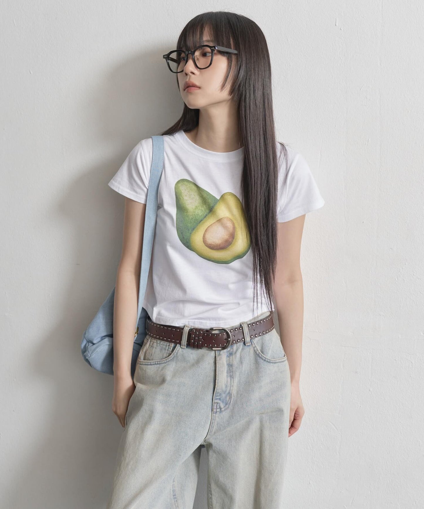 【UNE ORIGINAL】 サイドラウンドスリットフルーツプリントミニチビTシャツカットソー