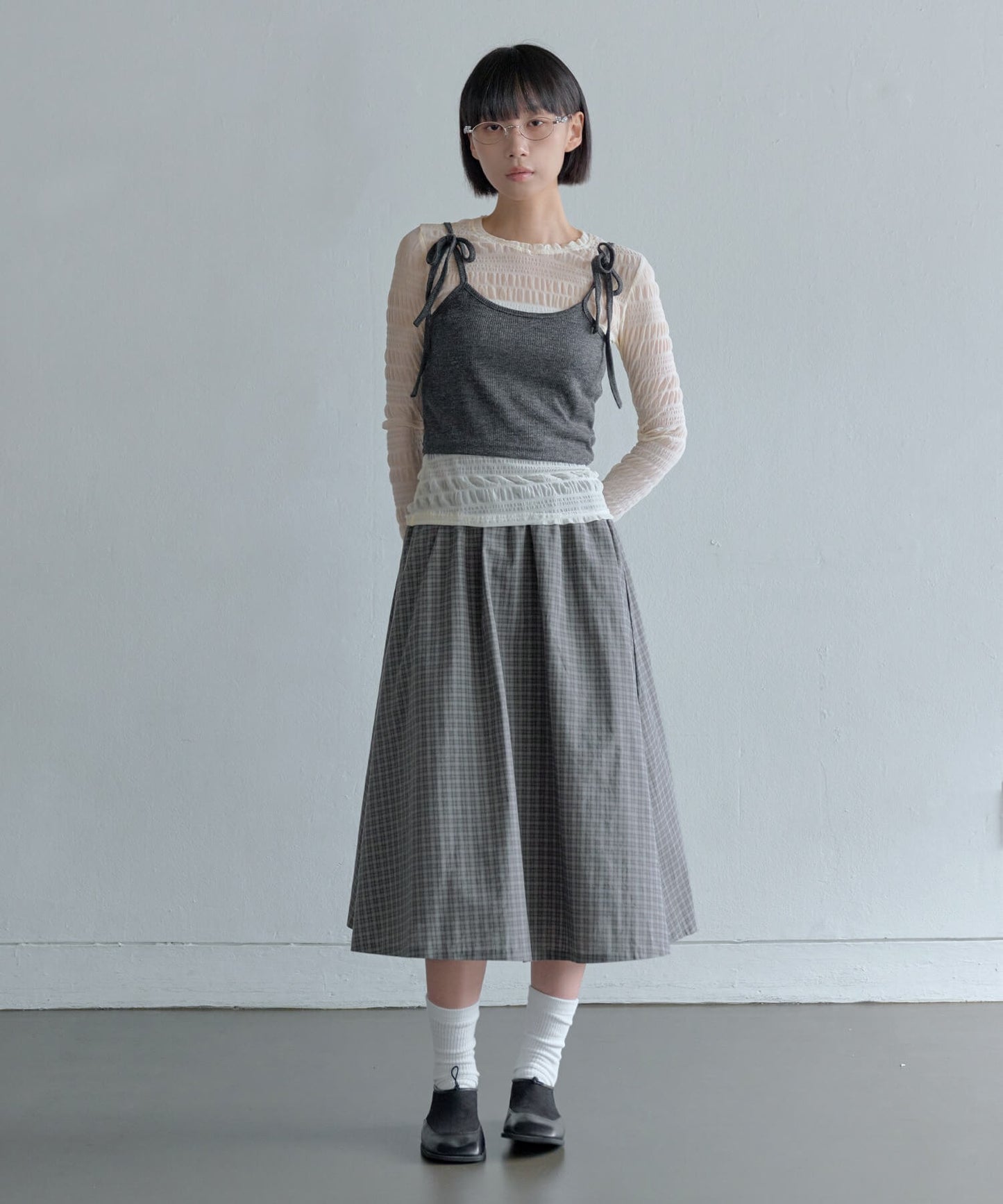 【レイヤード用おすすめ】ユニークボーダースモークシースルーカットソー