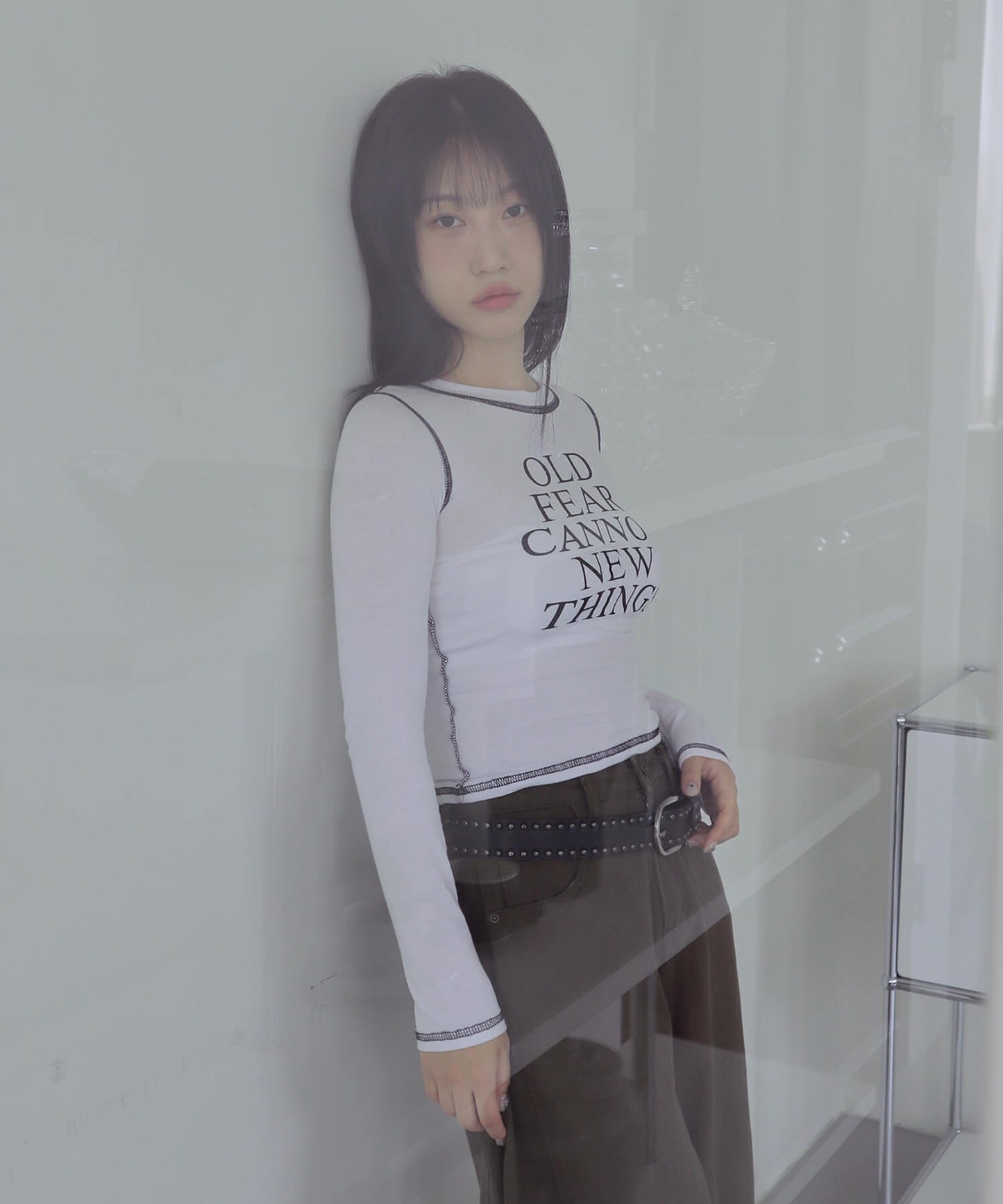 バイカラーオールドステッチ長袖Tシャツカットソー