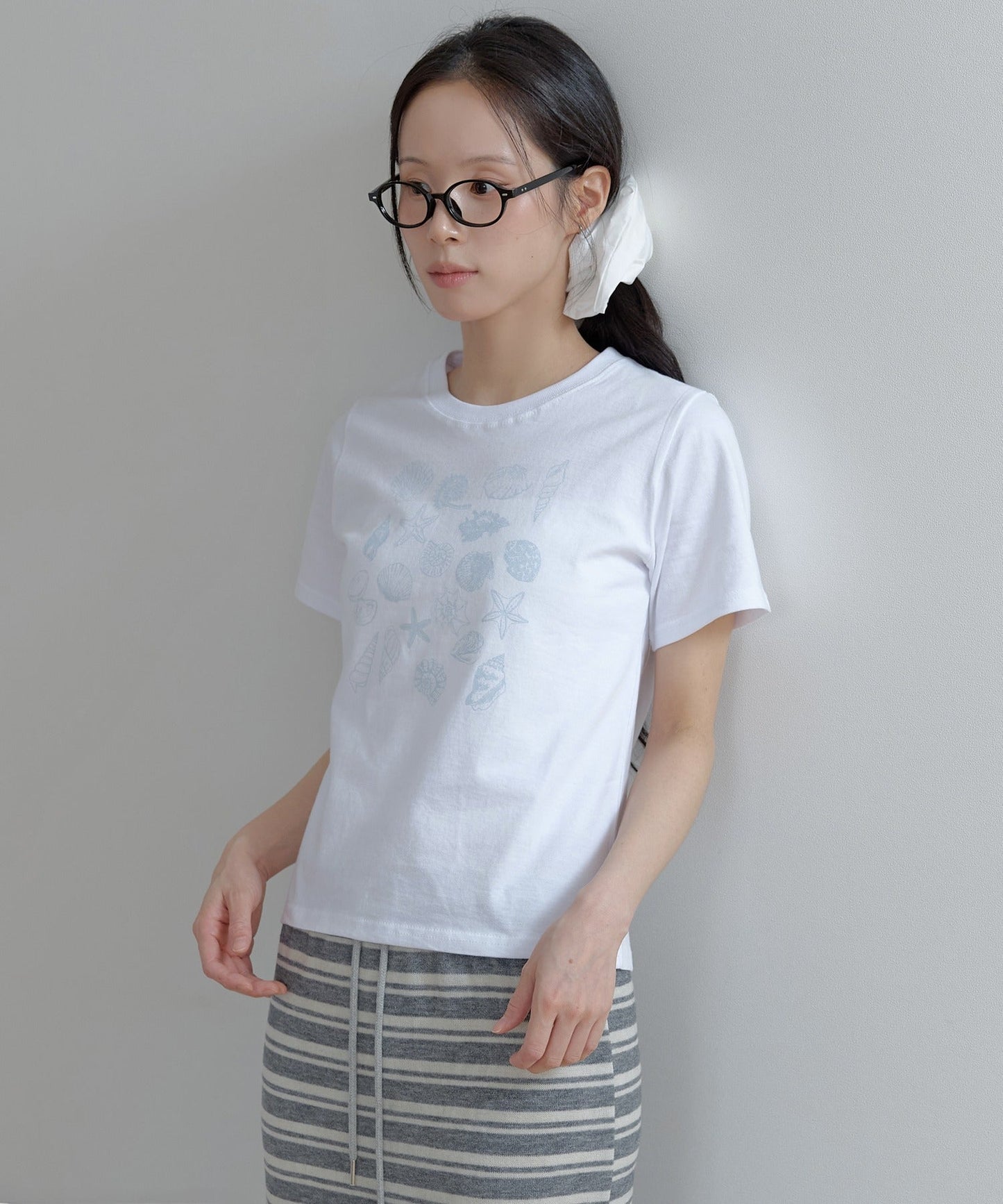 シェルプリントヴィンテージ半袖Tシャツカットソー