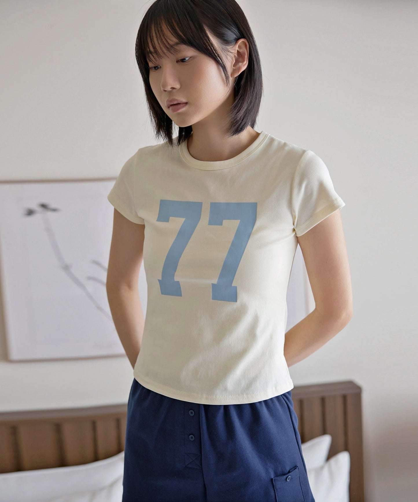 パステルナンバリングプリント半袖Tシャツ