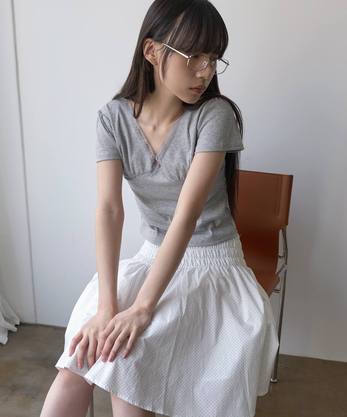 【UNE ORIGINAL】バレエコアラブリーレース半袖Ｔシャツカットソー