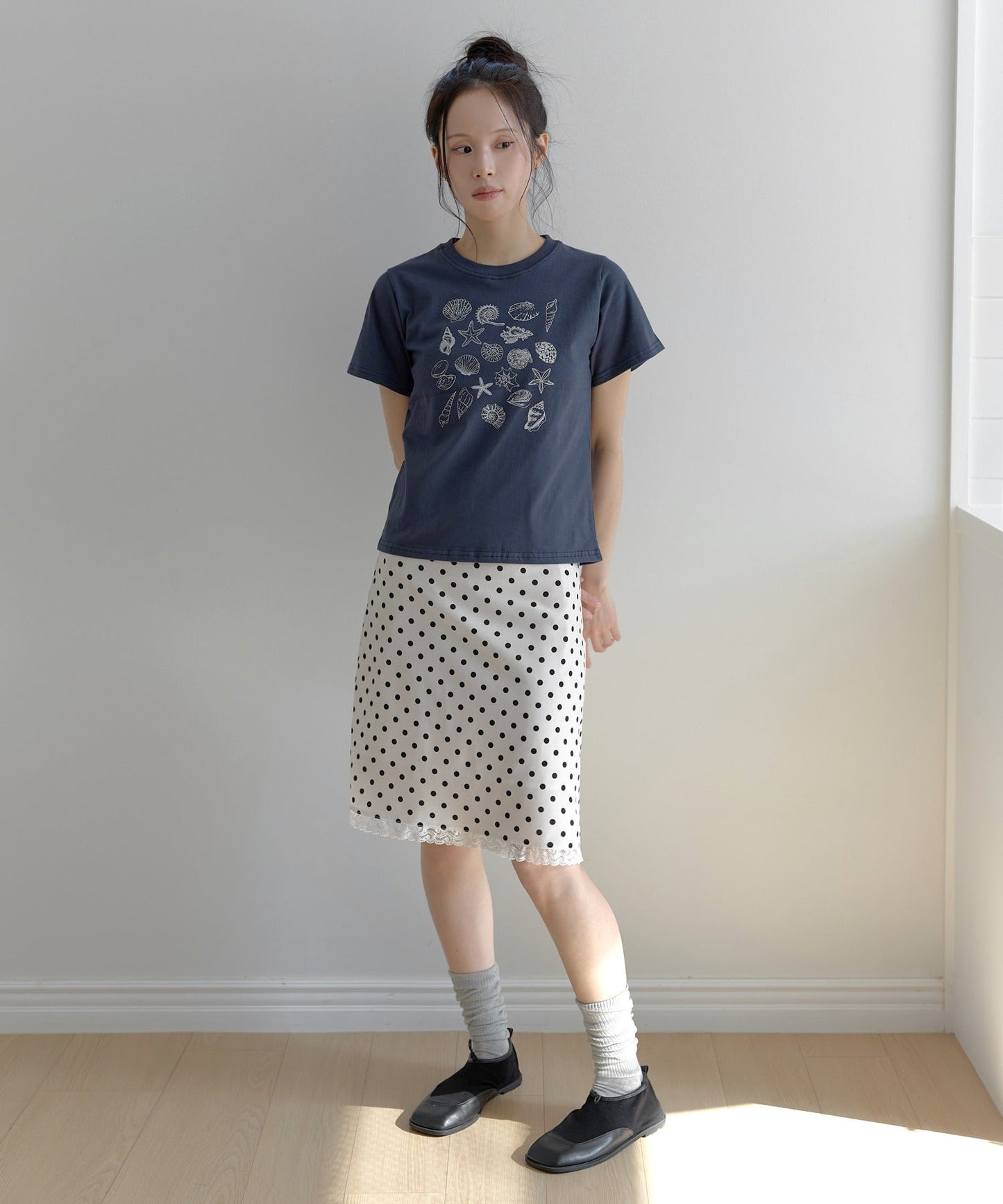 シェルプリントヴィンテージ半袖Tシャツカットソー