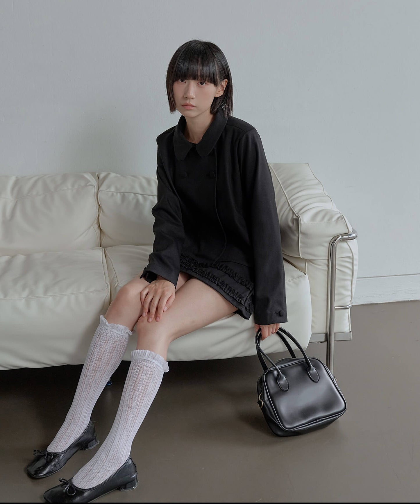 【UNE ORIGINAL】【伸縮性のあるインナーパンツ付き】ダブルフリルミニスカート