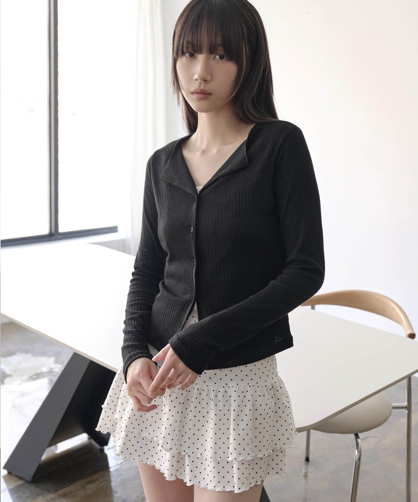 ドミュアルックスリムフィットリブガーディガン