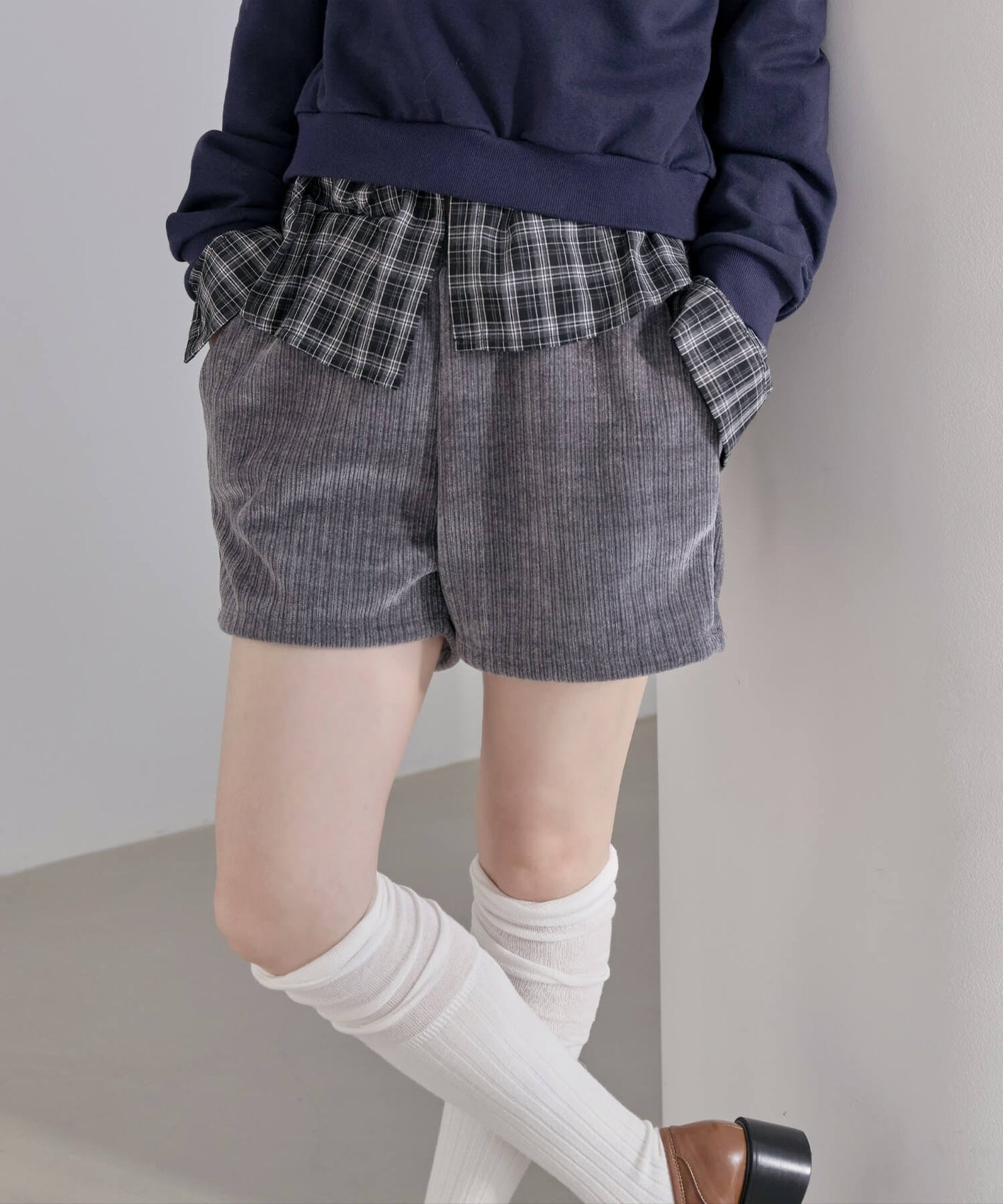 ウエストゴムコーデュロイニットショートパンツ