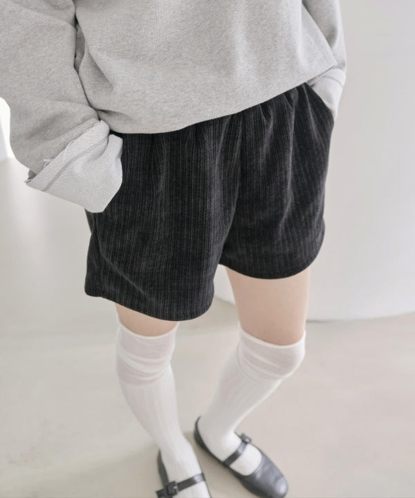 ウエストゴムコーデュロイニットショートパンツ