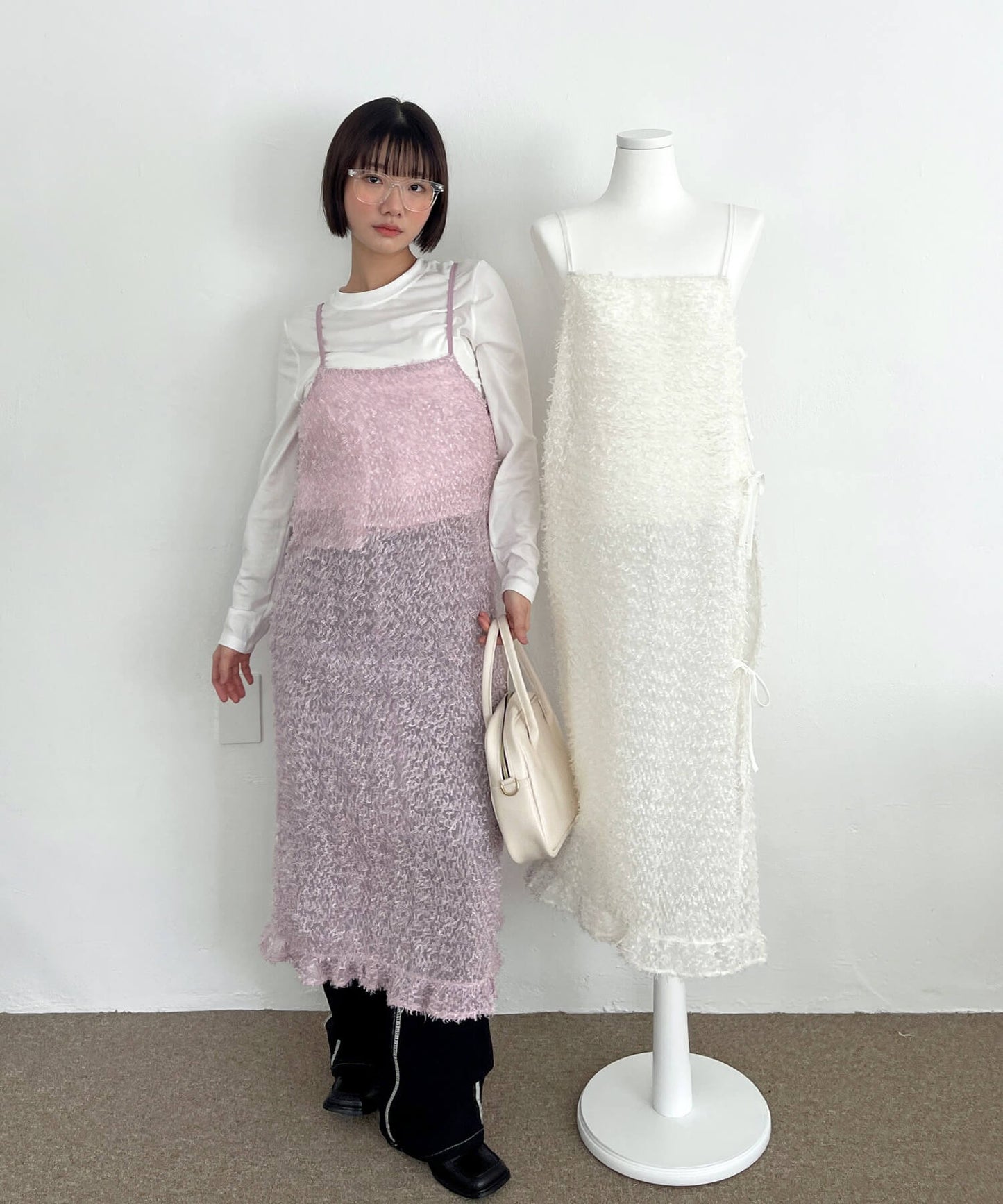 [UNE ORIGINAL]シースルーフリンジロングレイヤードワンピース