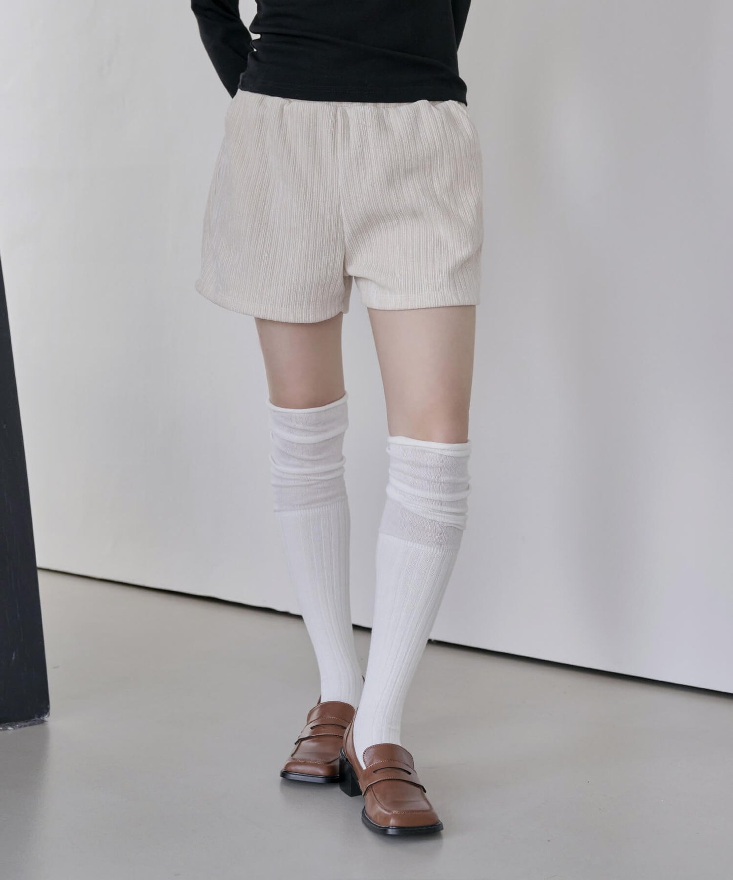 ウエストゴムコーデュロイニットショートパンツ