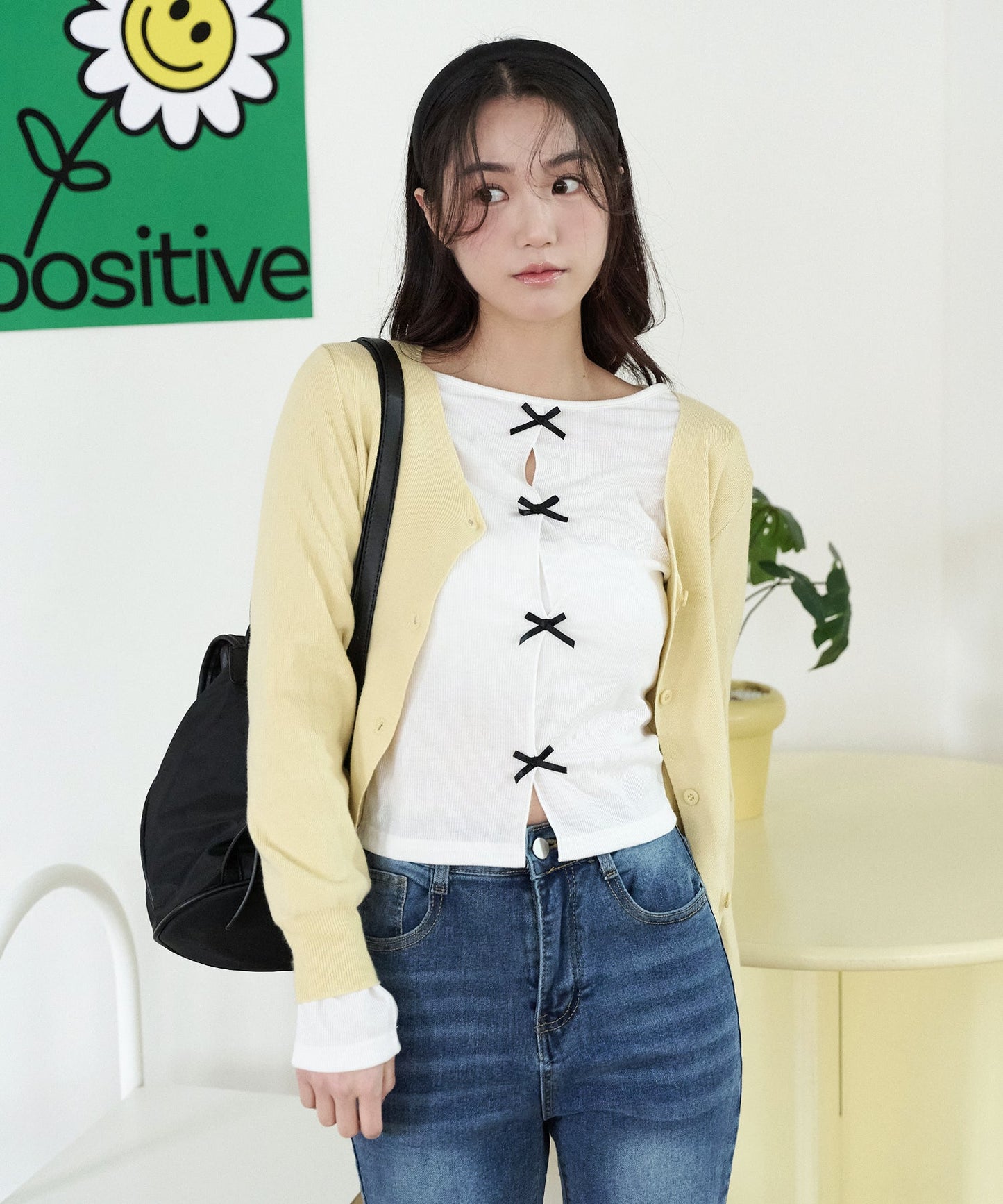 フロントカットオフリボンラウンドTシャツカットソー