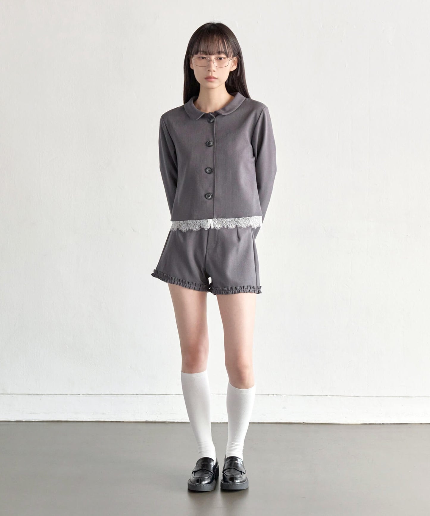 【UNE ORIGINAL】【セット着用可能】ラブリーロゼレースフリルショートパンツ