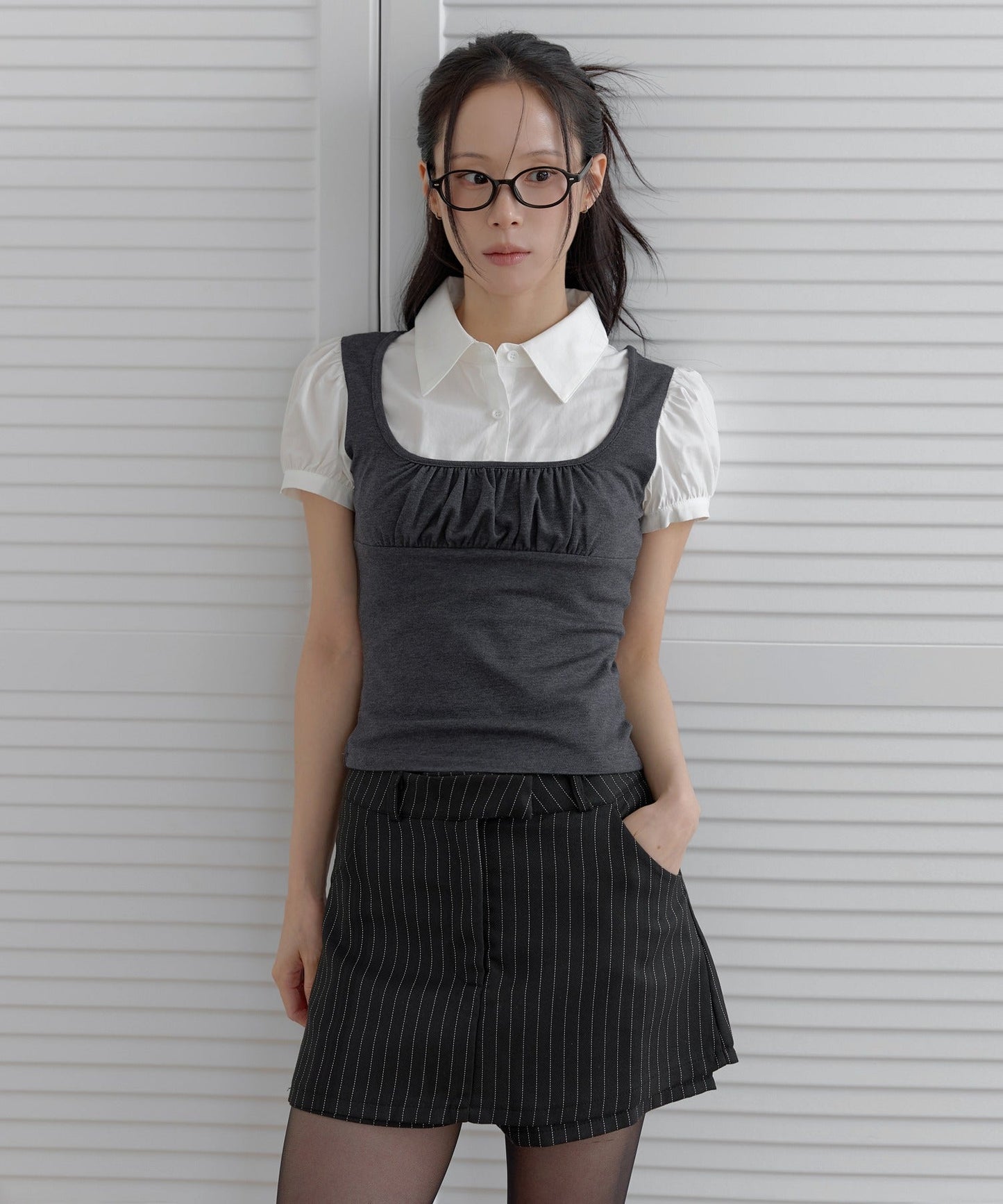 バレエコアシャツレイヤードラブリーブラウス半袖Tシャツカットソー