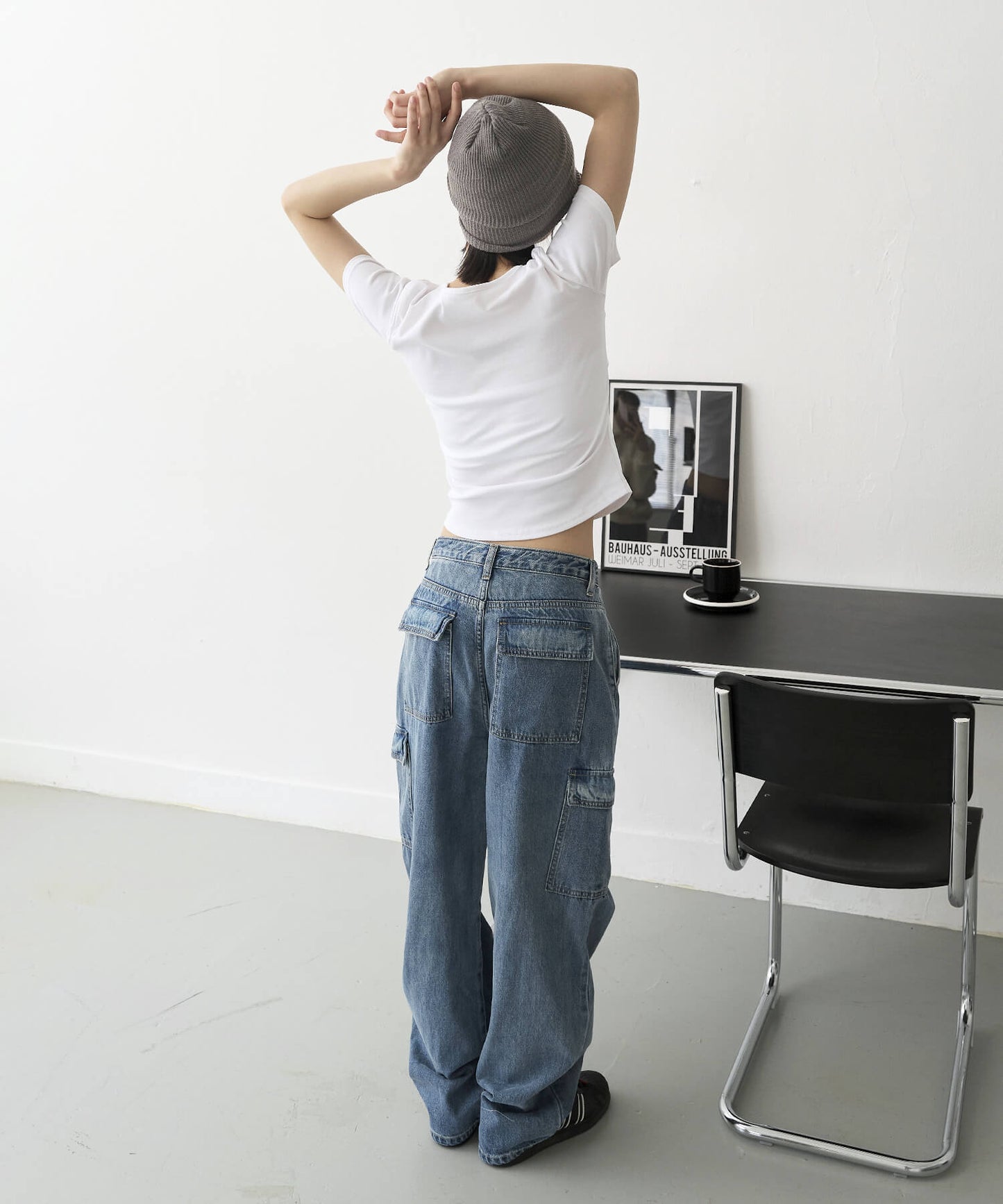 【UNISEX】ユニークポケットカーゴデニムパンツ