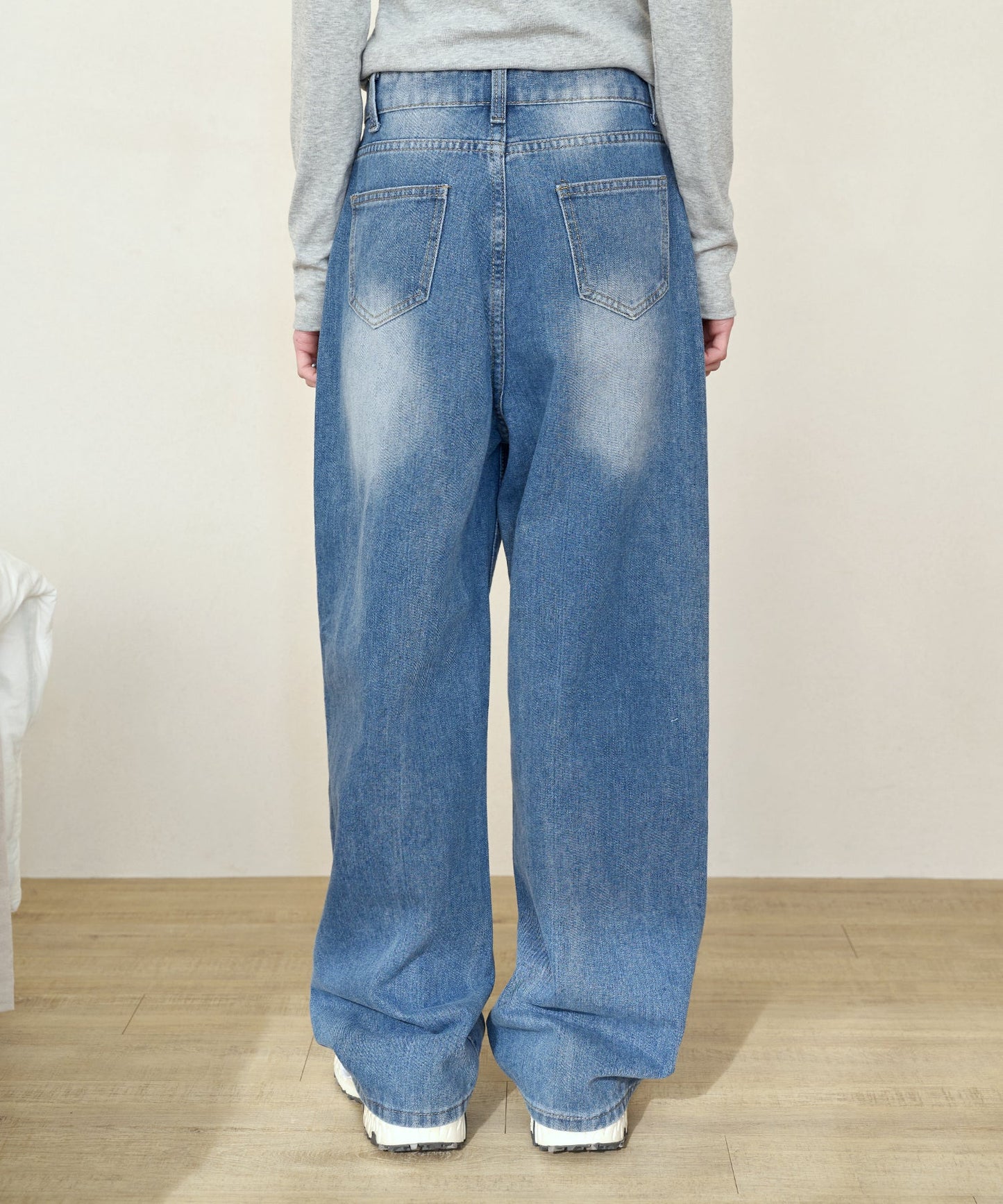 【UNISEX】ウォッシングワイドデニムパンツ