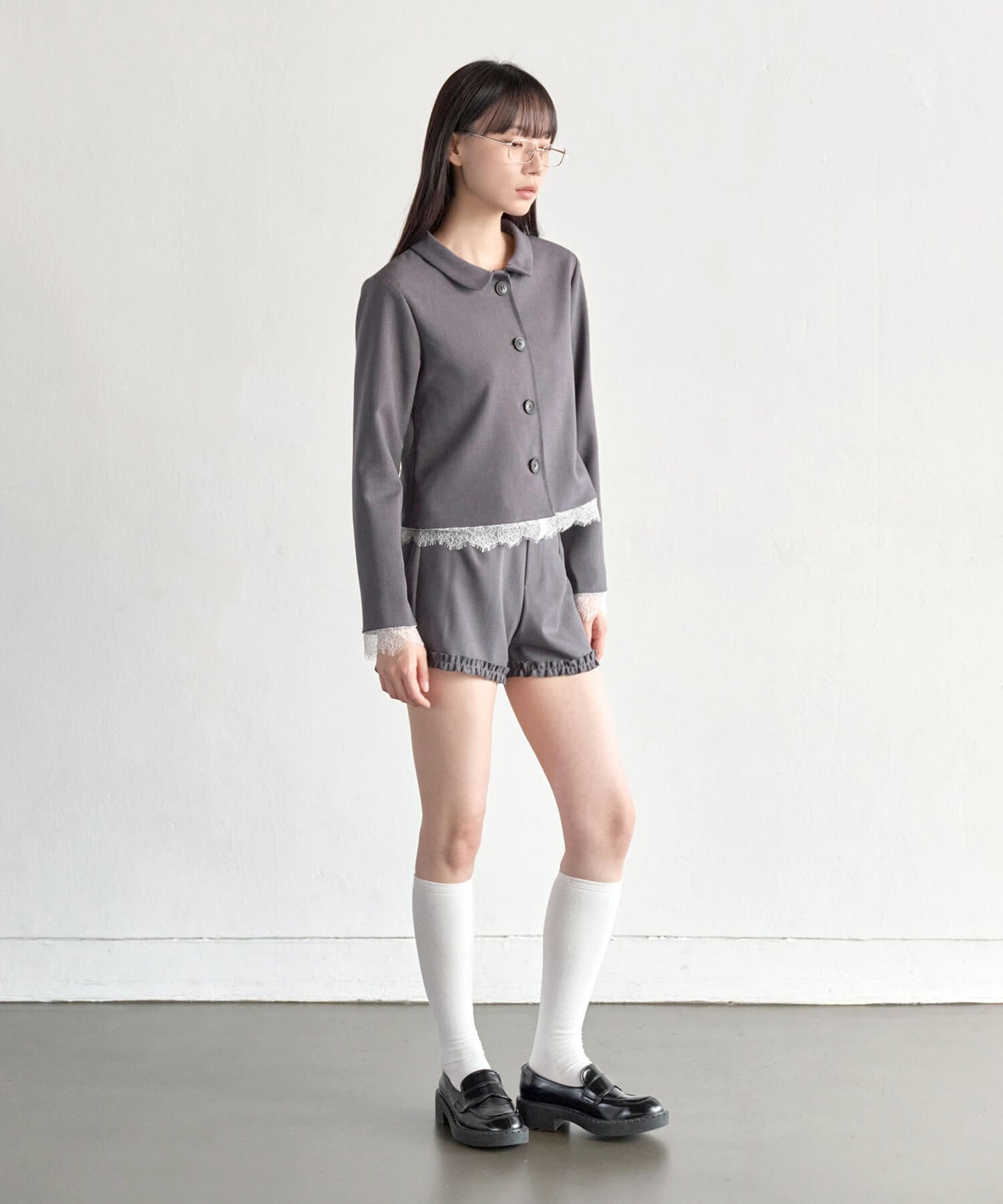 【UNE ORIGINAL】【セット着用可能】ラブリーロゼレースフリルショートパンツ