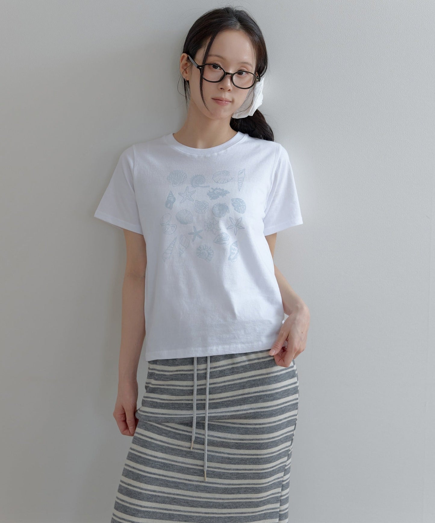 シェルプリントヴィンテージ半袖Tシャツカットソー