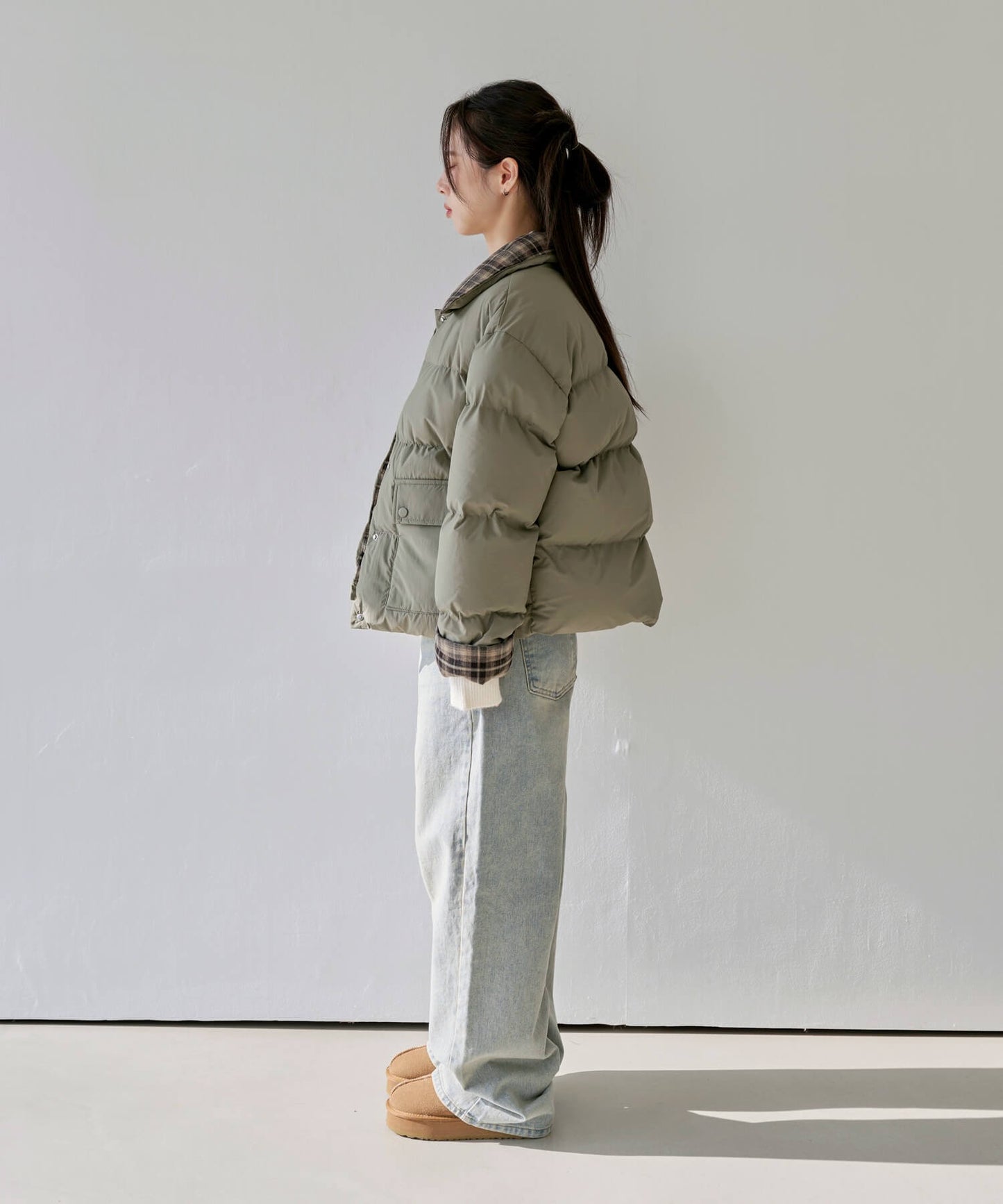 デイリーチェックバイカラー中綿ジャケット