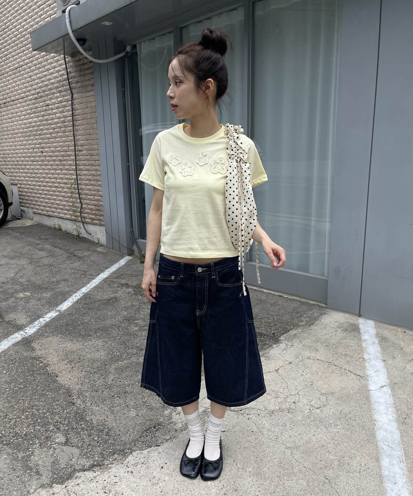ダッフルフラワーワッペンレタリング半袖Tシャツ