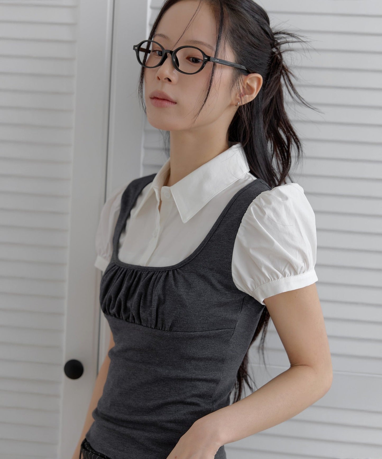 バレエコアシャツレイヤードラブリーブラウス半袖Tシャツカットソー