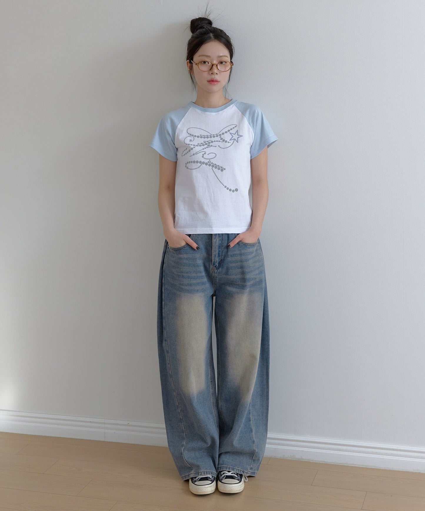フェアリーナグランカジュアルレタリングバイカラー半袖Tシャツカットソー
