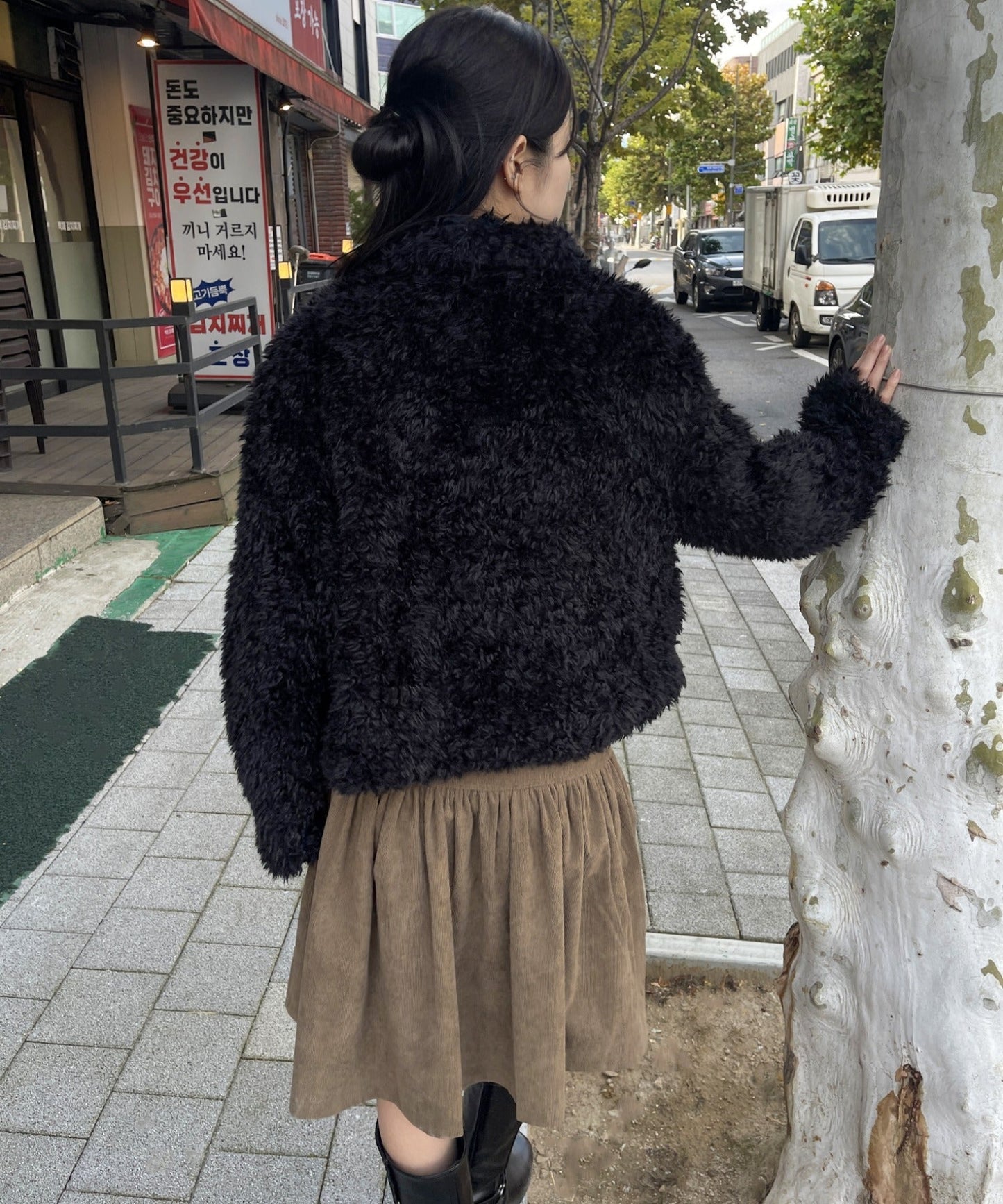 カラー付きふわふわベーシックジャケット